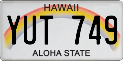HI license plate YUT749