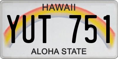 HI license plate YUT751