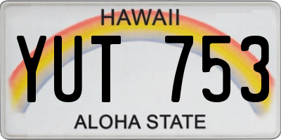 HI license plate YUT753