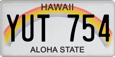 HI license plate YUT754