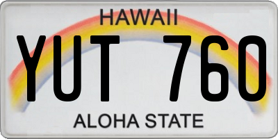 HI license plate YUT760