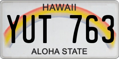 HI license plate YUT763