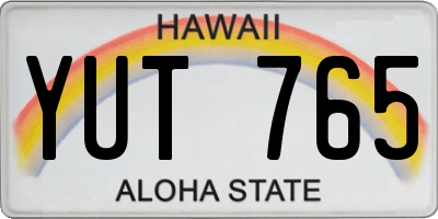 HI license plate YUT765