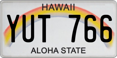 HI license plate YUT766