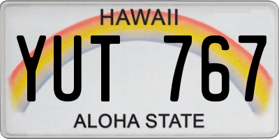 HI license plate YUT767