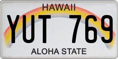 HI license plate YUT769