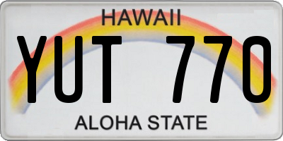 HI license plate YUT770