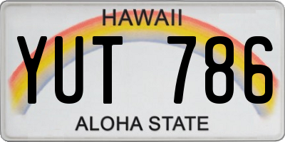 HI license plate YUT786