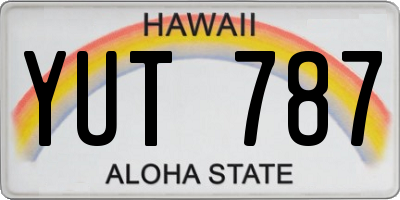 HI license plate YUT787