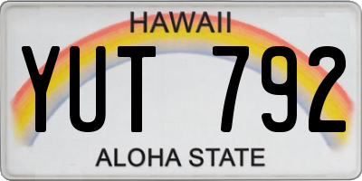 HI license plate YUT792