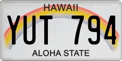 HI license plate YUT794