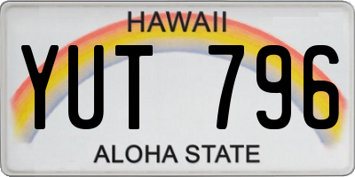 HI license plate YUT796