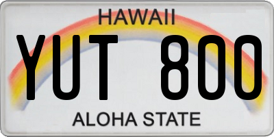 HI license plate YUT800