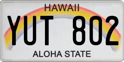 HI license plate YUT802