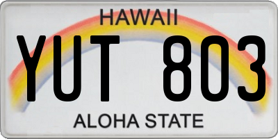 HI license plate YUT803