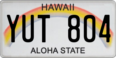 HI license plate YUT804