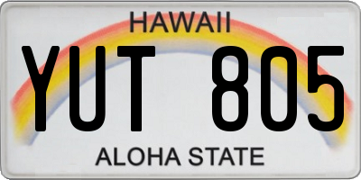 HI license plate YUT805