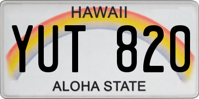 HI license plate YUT820