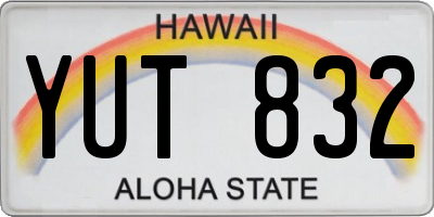 HI license plate YUT832