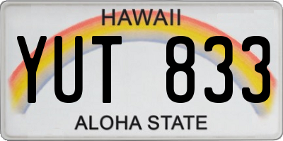 HI license plate YUT833