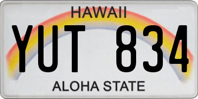 HI license plate YUT834