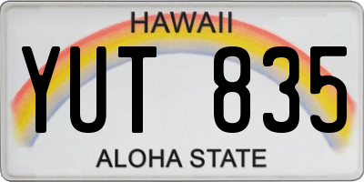 HI license plate YUT835