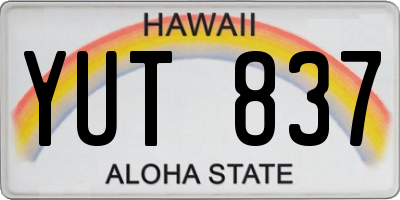 HI license plate YUT837