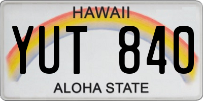 HI license plate YUT840