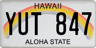HI license plate YUT847