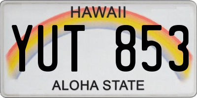 HI license plate YUT853