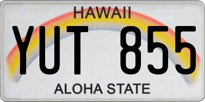 HI license plate YUT855