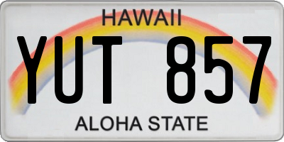 HI license plate YUT857