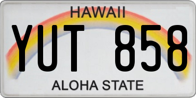 HI license plate YUT858