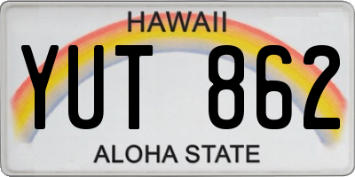 HI license plate YUT862
