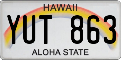 HI license plate YUT863