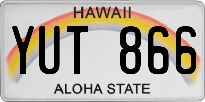 HI license plate YUT866