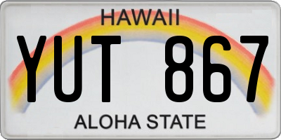 HI license plate YUT867