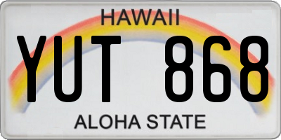 HI license plate YUT868