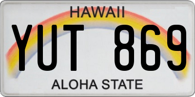 HI license plate YUT869