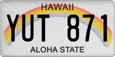HI license plate YUT871