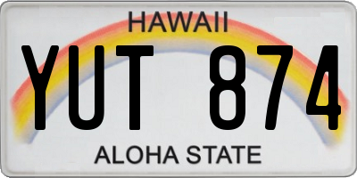 HI license plate YUT874