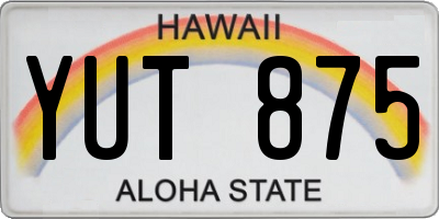 HI license plate YUT875