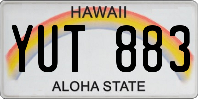 HI license plate YUT883