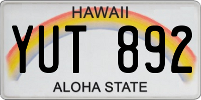 HI license plate YUT892
