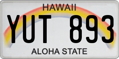 HI license plate YUT893
