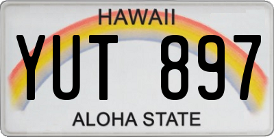 HI license plate YUT897