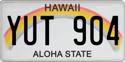 HI license plate YUT904
