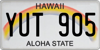 HI license plate YUT905