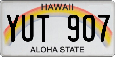 HI license plate YUT907