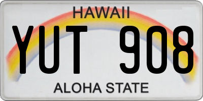 HI license plate YUT908